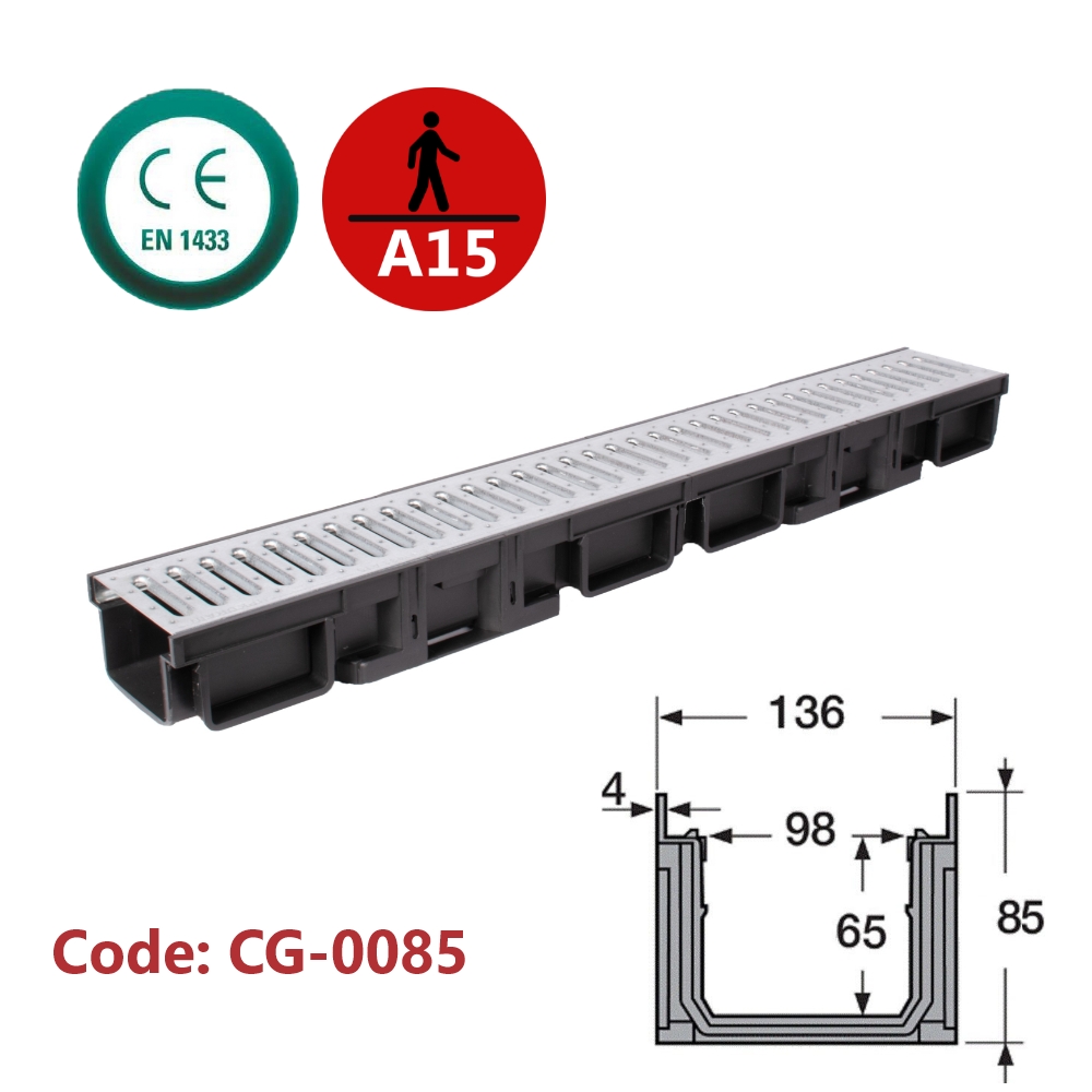 Channel Drain with Galvanized Grate (Slotted)