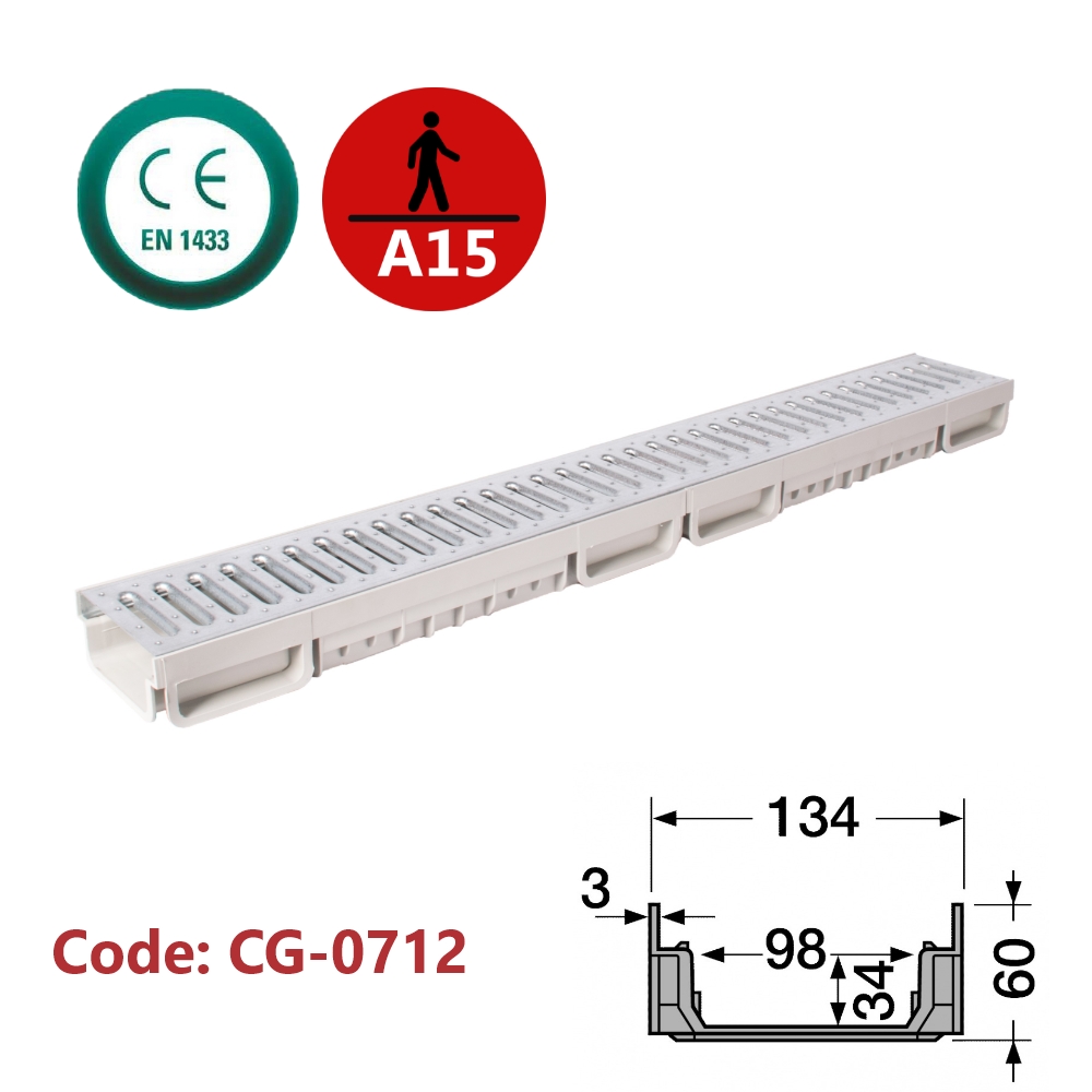 Channel Drain with Galvanized Grate (Slotted)